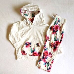 white floral hoodie & joggers matching outfit set 18 months baby girl